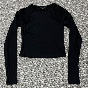 Dynamite | Long Sleeved Ribbed Open Shoulder Crop Top